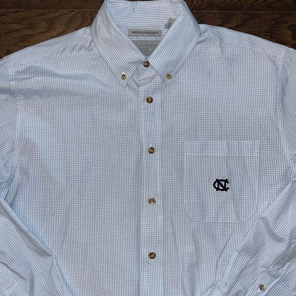 UNC North Carolina Tar Heels LS Button Work Pocket Business Shirt M wrinkle free - Picture 1 of 5